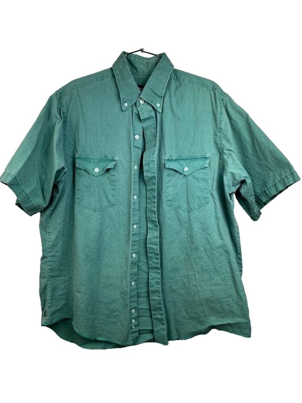 Vintage Wrangler Cowboy Cut Shirt Men's 17 Green X Long Tails Western